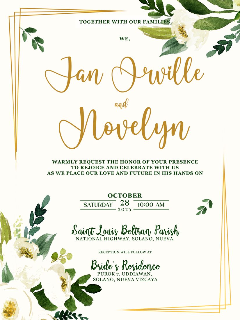 Jan Orville and Novelyn wedding invitation