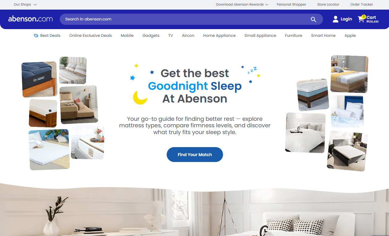 Abenson Sleep Page screenshot